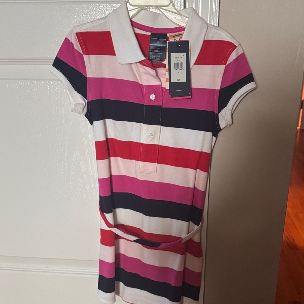 Tommy Hilfiger Striped Polo Dress - Pink, Red, and Navy